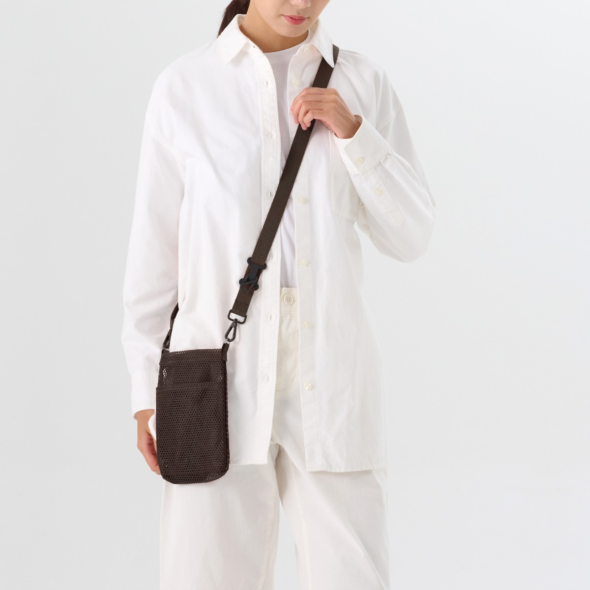MUJI Dây Nylon Đeo Túi Tiện Ích Có Móc Khóa - Nâu