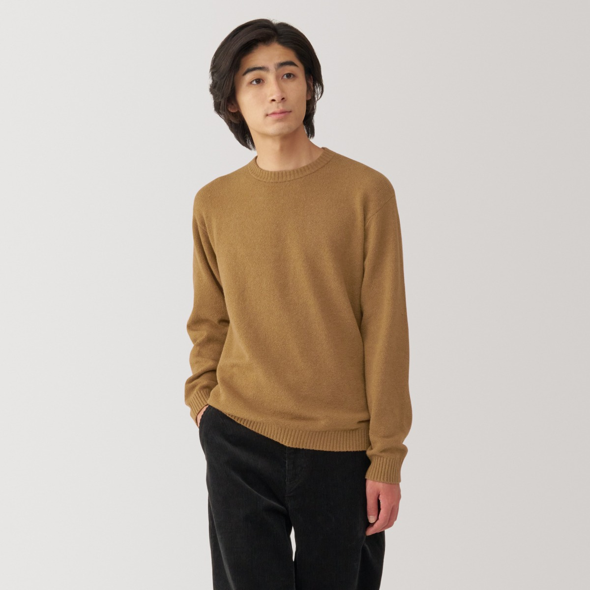 Men'S Soy Fiber Mid-Gauge Crew Neck L/Slv Sweater MUJI