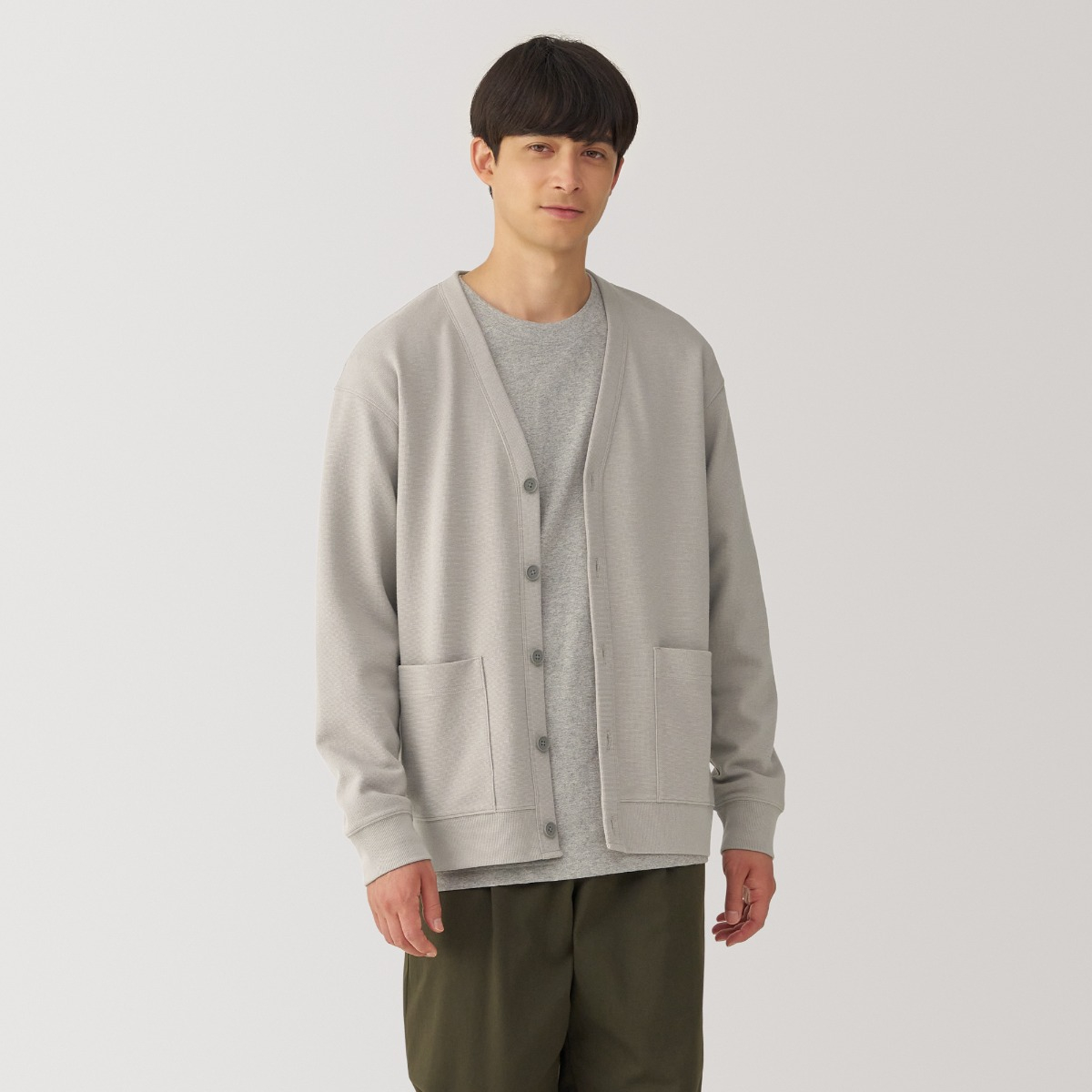 Men'S Double Knits Milano Rib V-Neck Cardigan