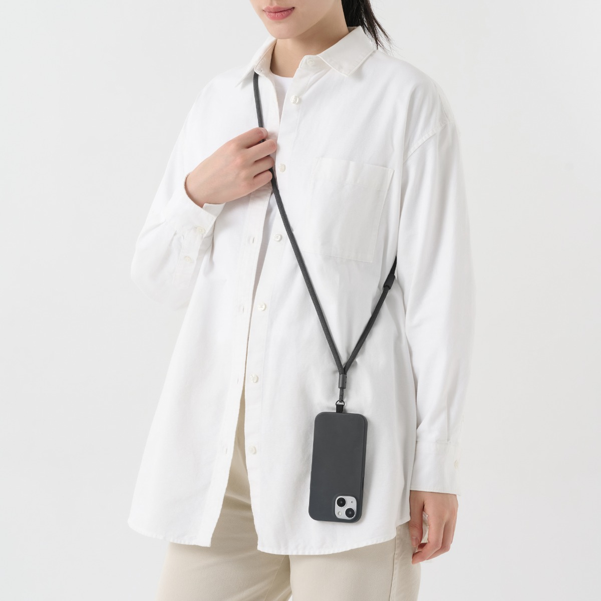 MUJI Dây Đeo Điện Thoại - Xám Đen