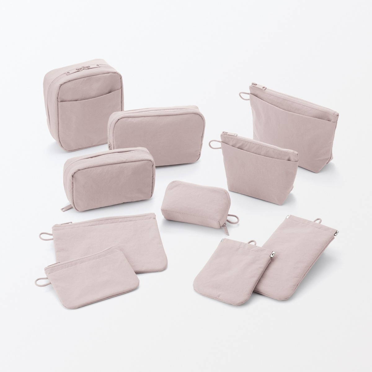 MUJI Wrinkled Nylon Wide-Opening Pouch