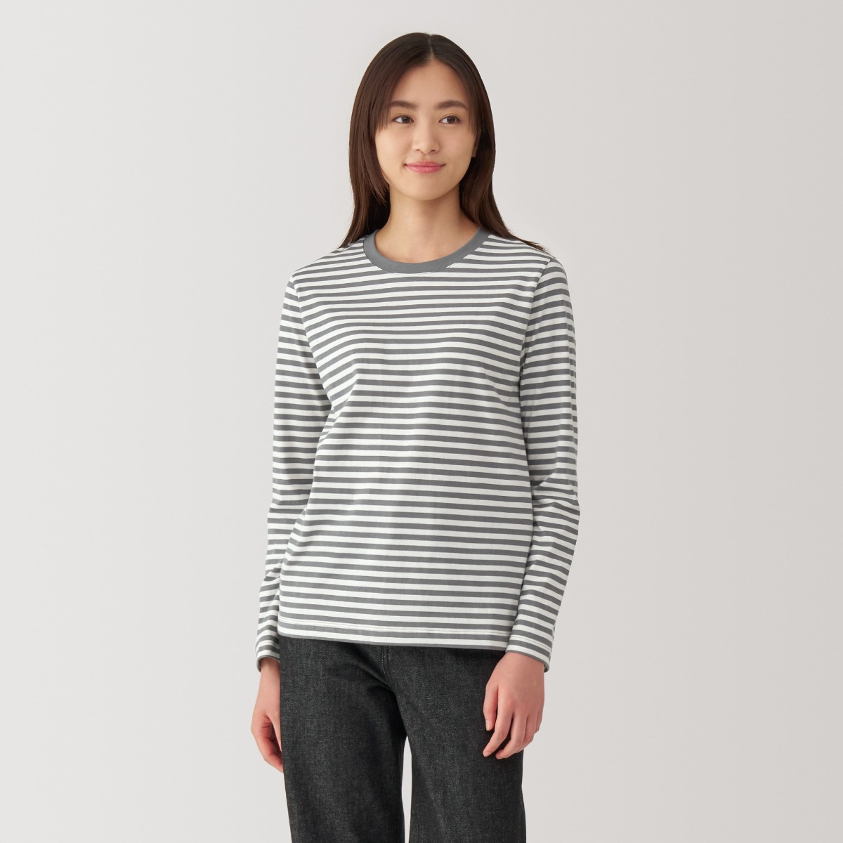 Áo Thun Cổ Tròn Tay Dài Nữ MUJI