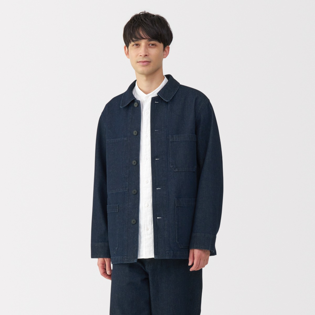 MUJI Áo Khoác Nam Vải Denim Pha Kapok