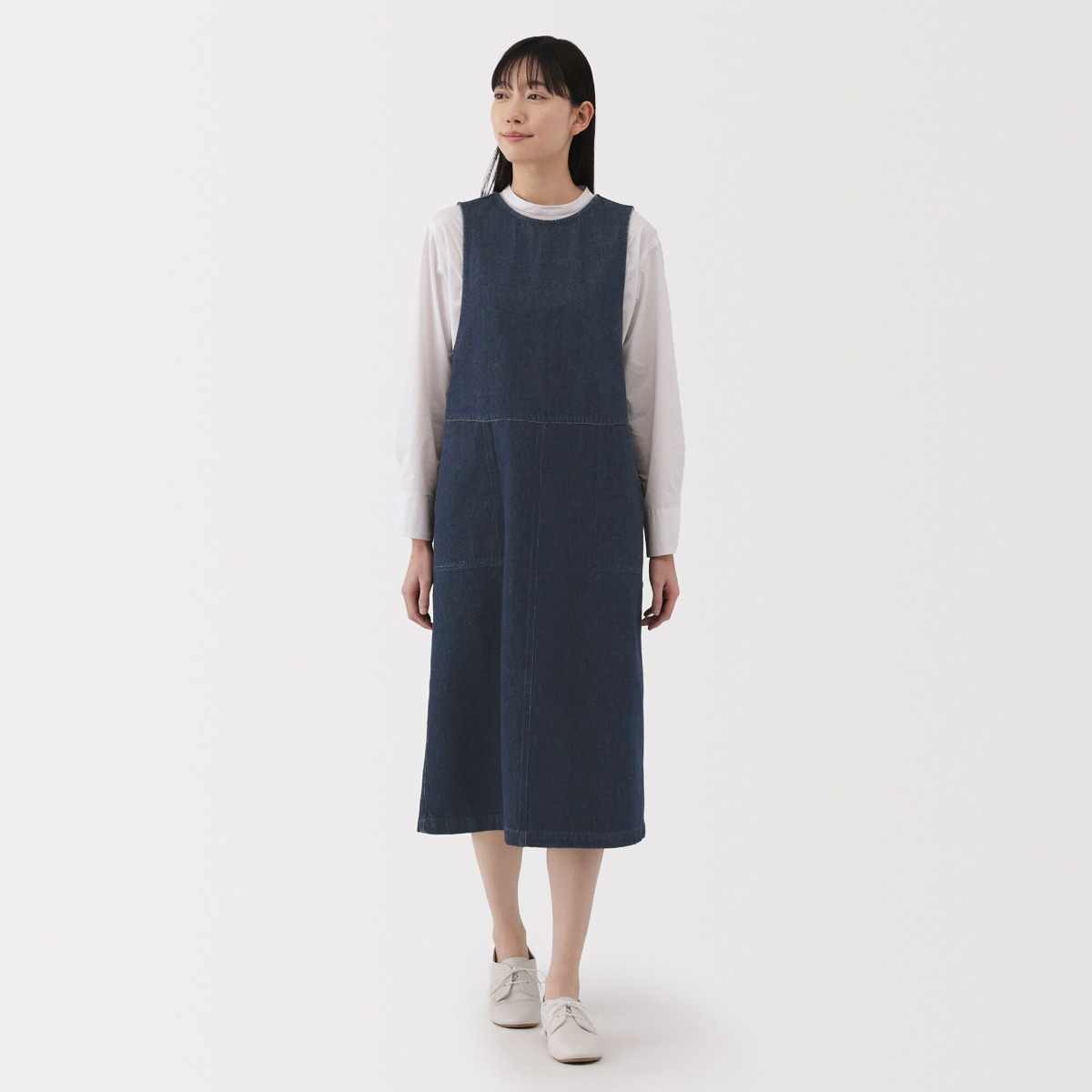 MUJI W's Kapok Blend Denim Jumper Dress