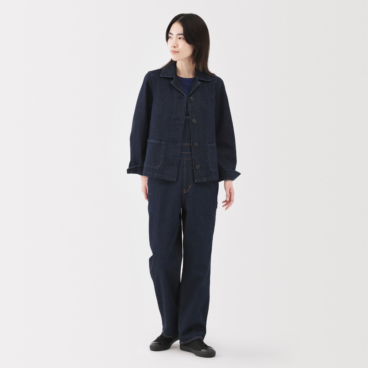 MUJI Áo Khoác Denim Pha Sợi Gỗ Bông Gạo
