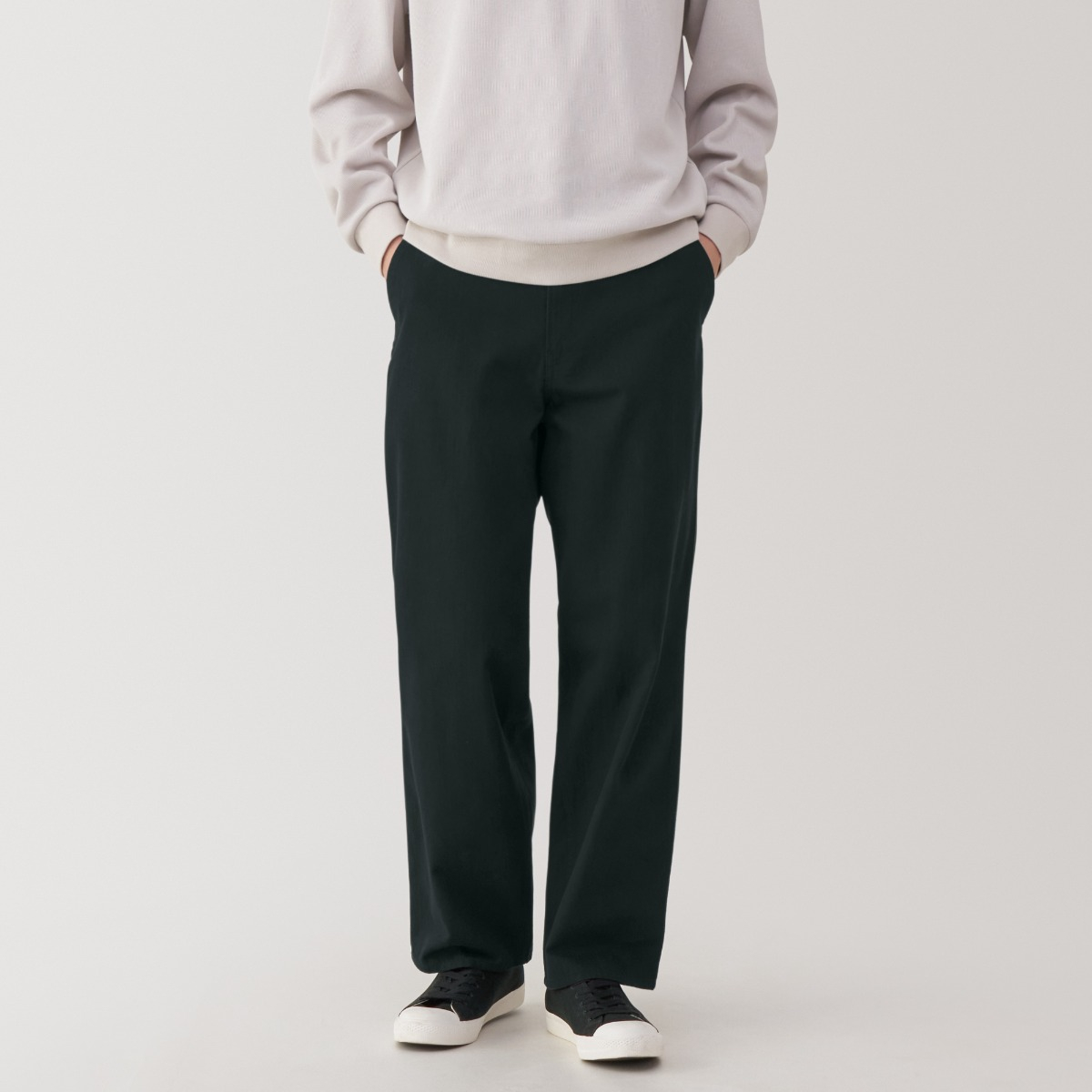 Quần Ống Rộng Vải Kapok Herringbone MUJI
