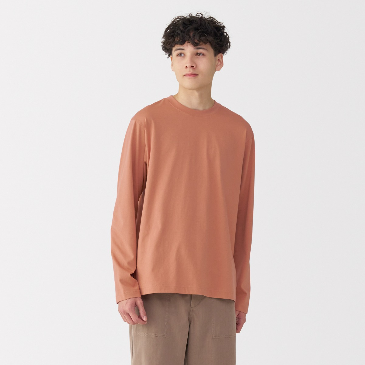 MUJI Áo Thun Nam Cổ Tròn Vải Jersey Tay Dài