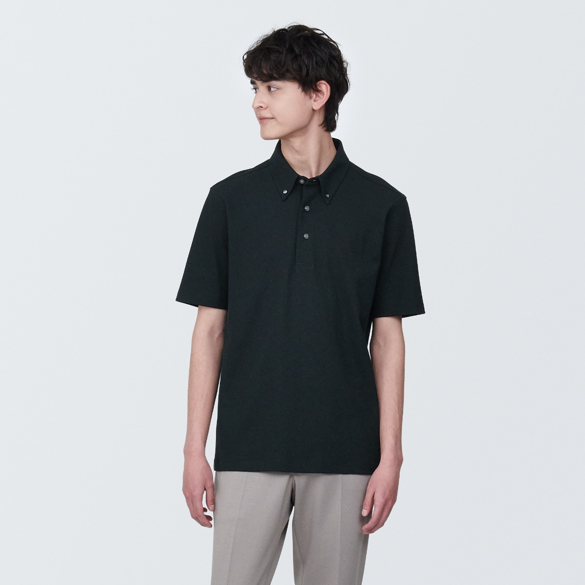 Áo Polo Cổ Cài Nút Vải Pique Cool Touch MUJI