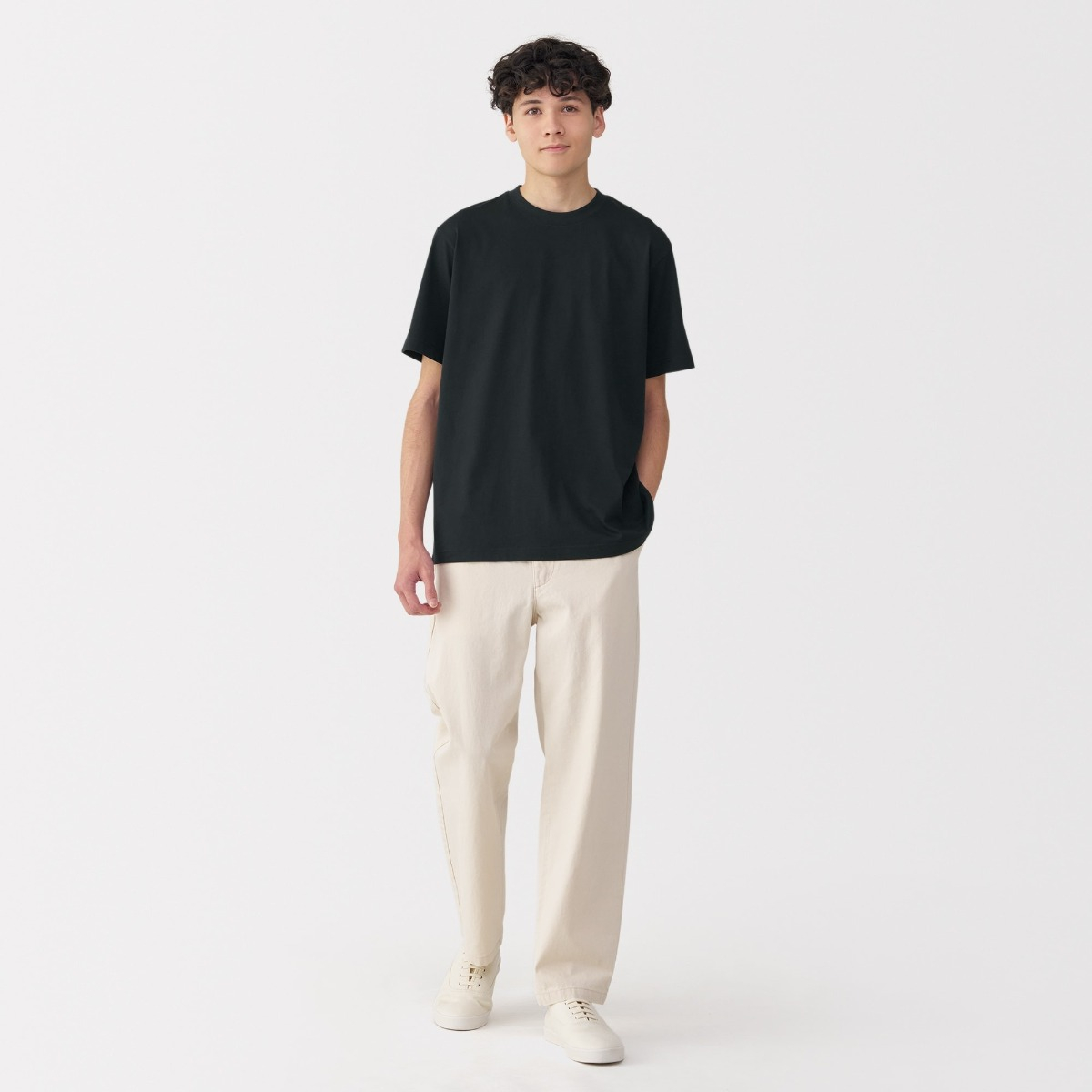 Áo Thun Cổ Tròn Vải Jersey Tay Ngắn Nam MUJI