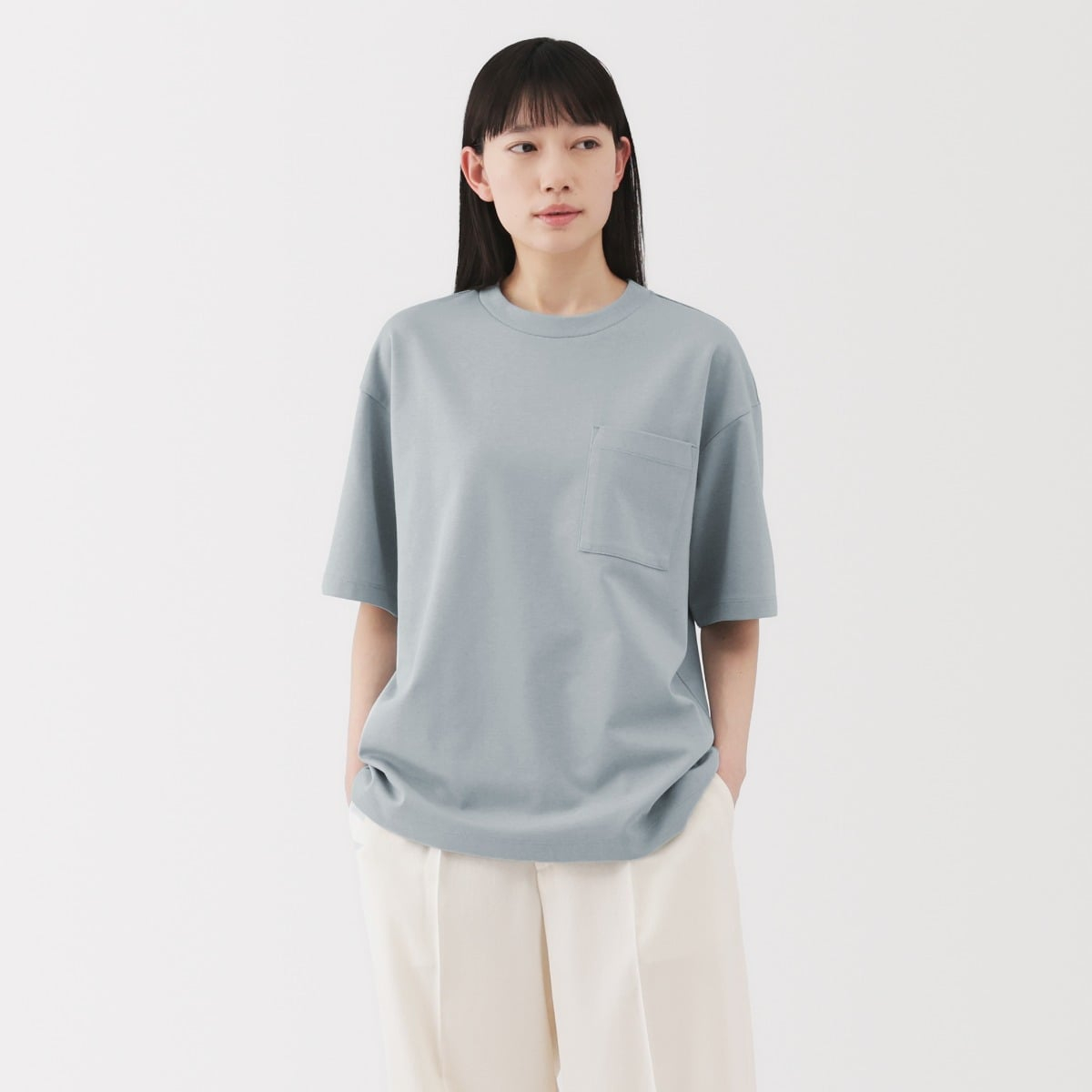 Áo Thun Dáng Rộng Vải Cool Touch Ngắn Tay MUJI
