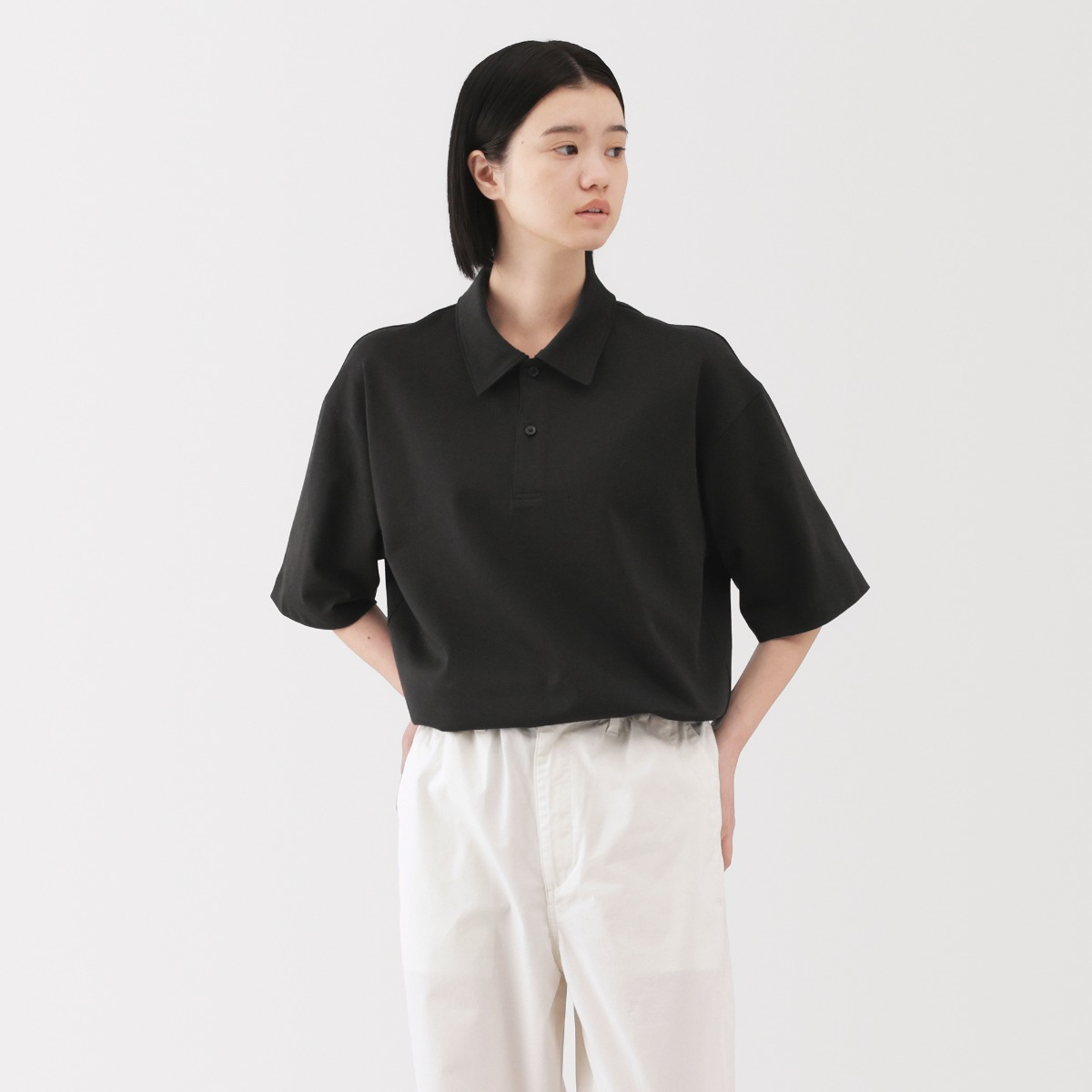 Men's Cool Touch Wide-fit Half Sleeve Polo Shirt MUJI