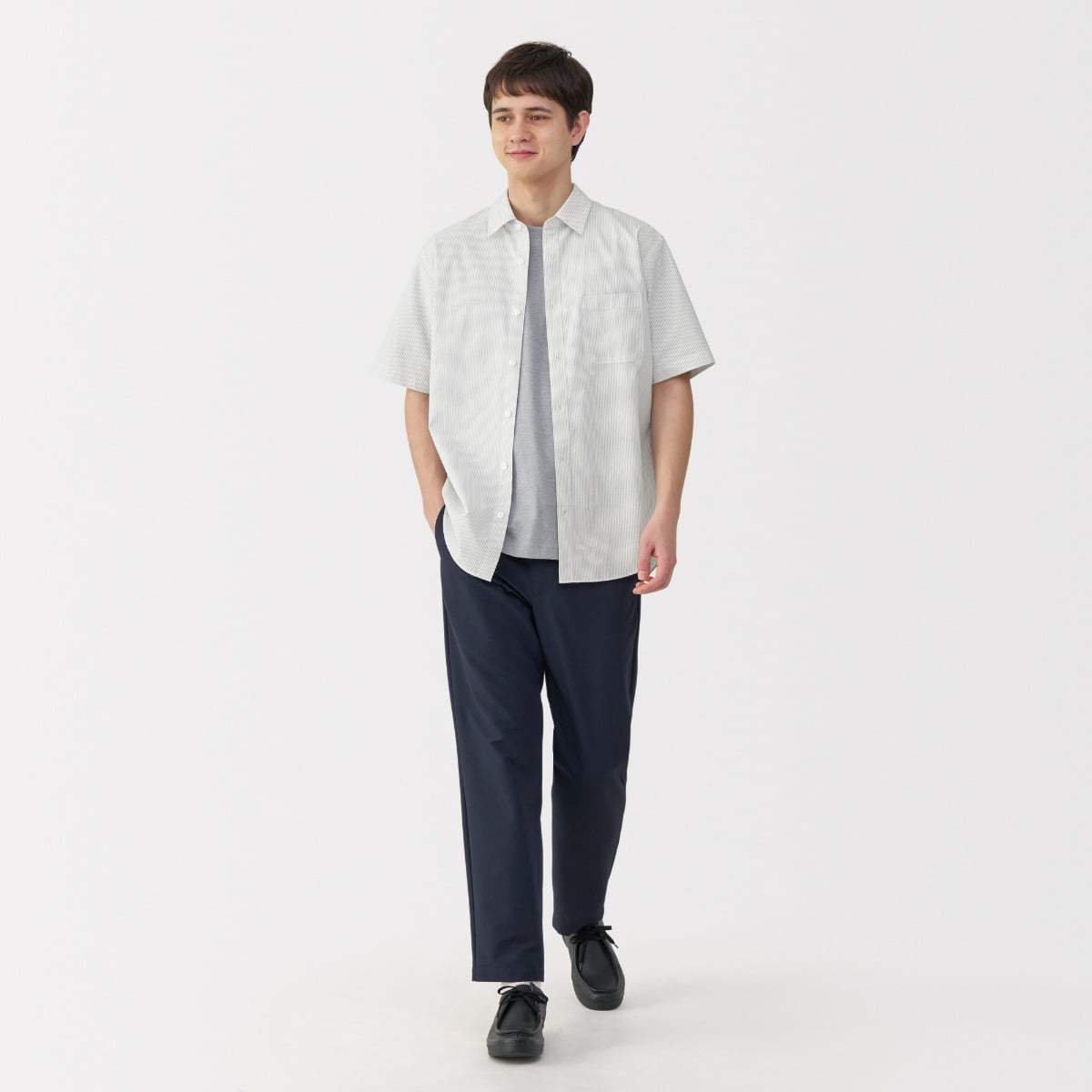 M's Washed Broadcloth S/slv Shirt MUJI