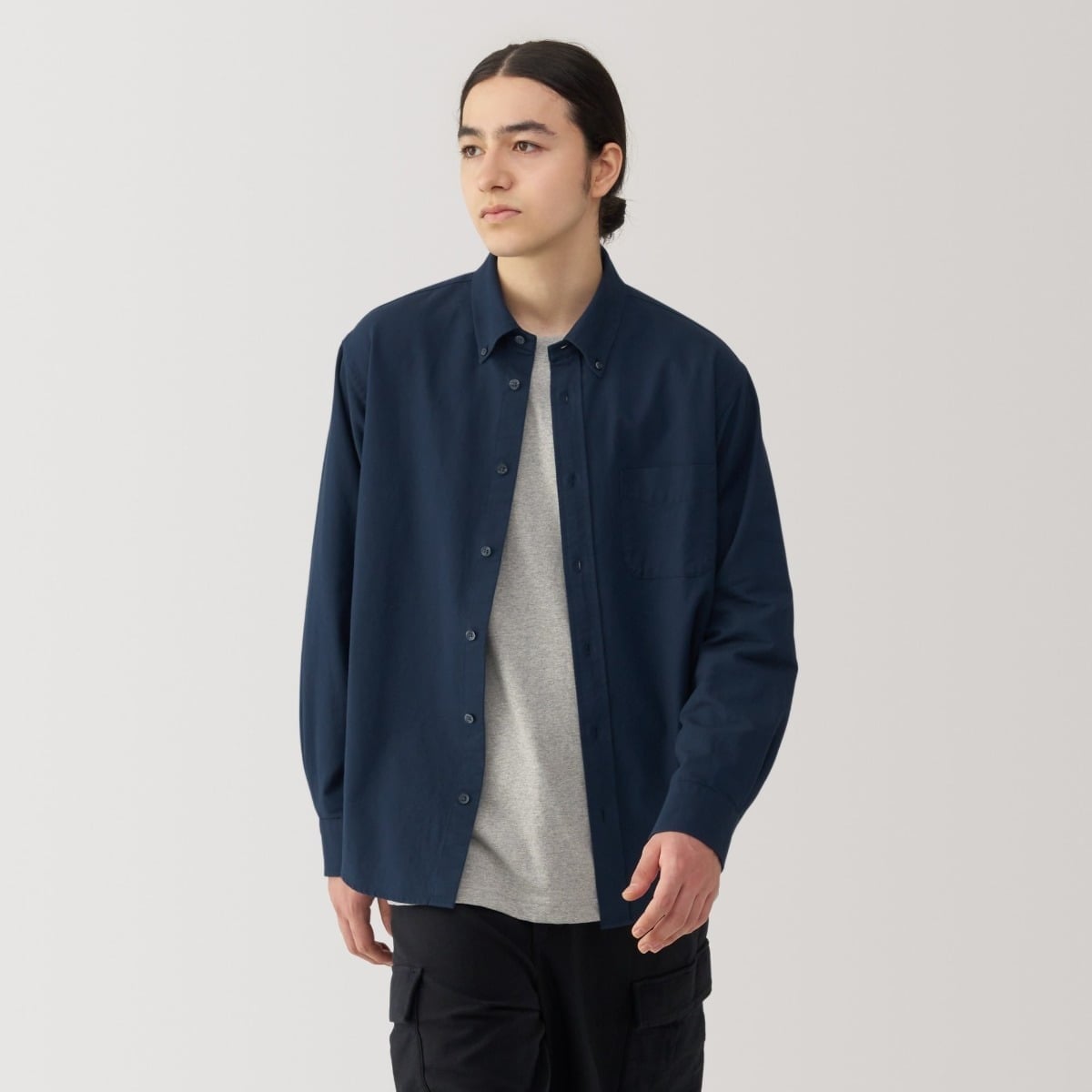 Áo Sơ Mi Dài Tay Cổ Cài Nút Vải Oxford MUJI