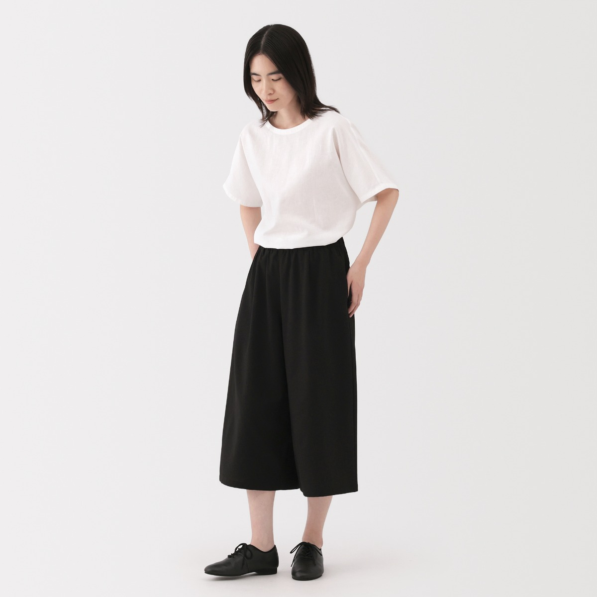 MUJI Quần Lửng Thoải Mái Vải Seersucker Thoáng Khí