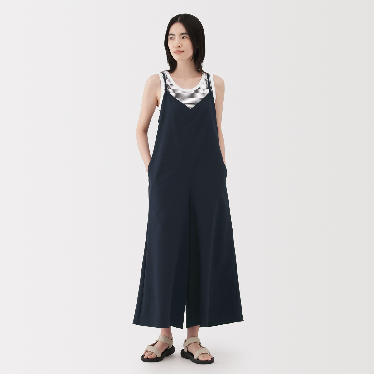 MUJI Quần Yếm Vải Seersucker Thoáng Khí