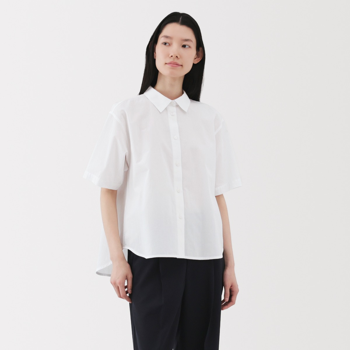 MUJI Áo Sơ Mi Cổ Thường Tay Ngắn Vải Cool Touch