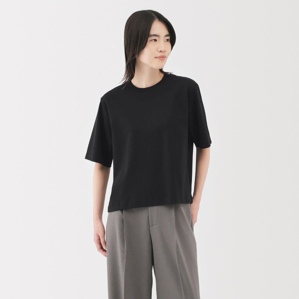 Áo Thun Rộng Cổ Tròn Tay Ngắn Nữ MUJI