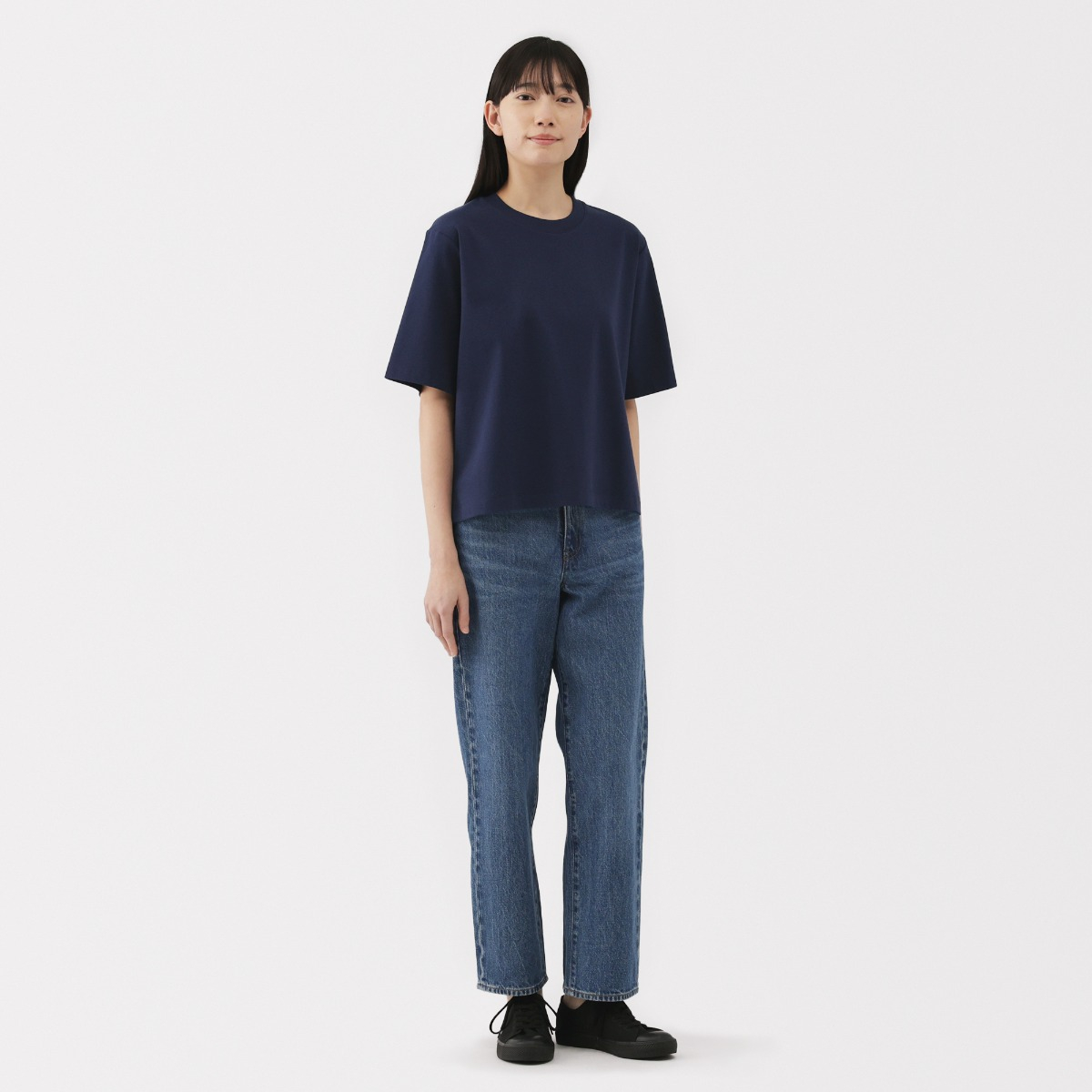 Áo Thun Rộng Cổ Tròn Tay Ngắn Nữ MUJI