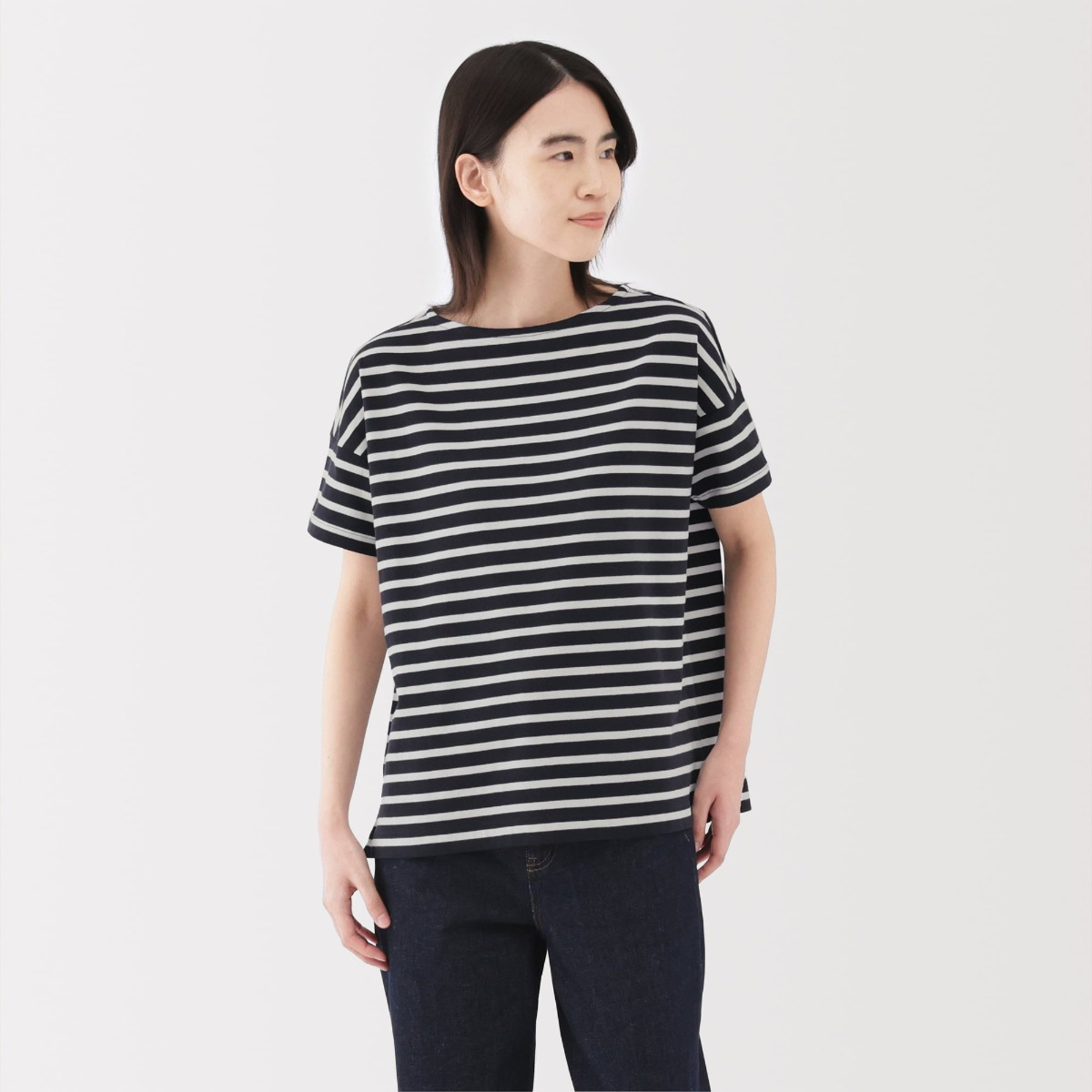 Áo Thun Cổ Thuyền Tay Ngắn Nữ MUJI