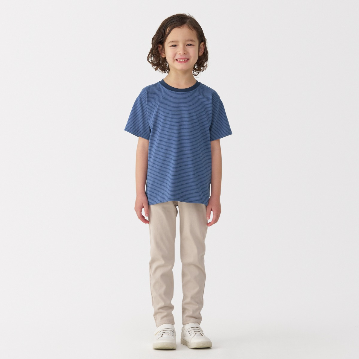 MUJI K'S Jersey Crew Neck Striped S/Slv T-Shirt