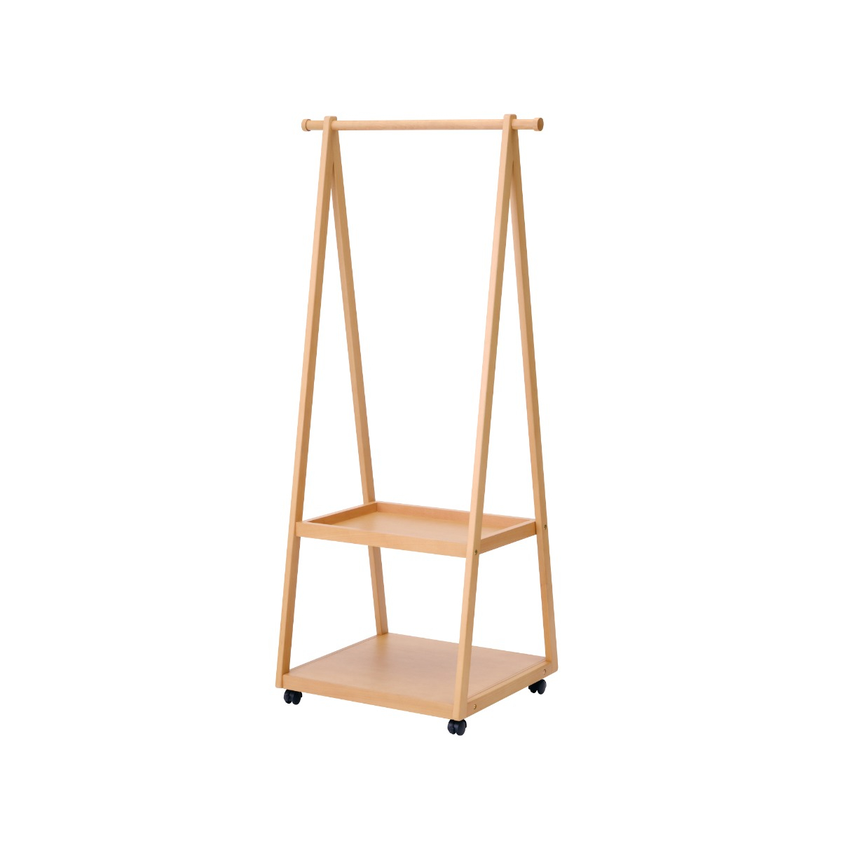 MUJI Giá Treo Áo Gỗ Cao Su Tích Hợp Kệ - Nâu Nhạt