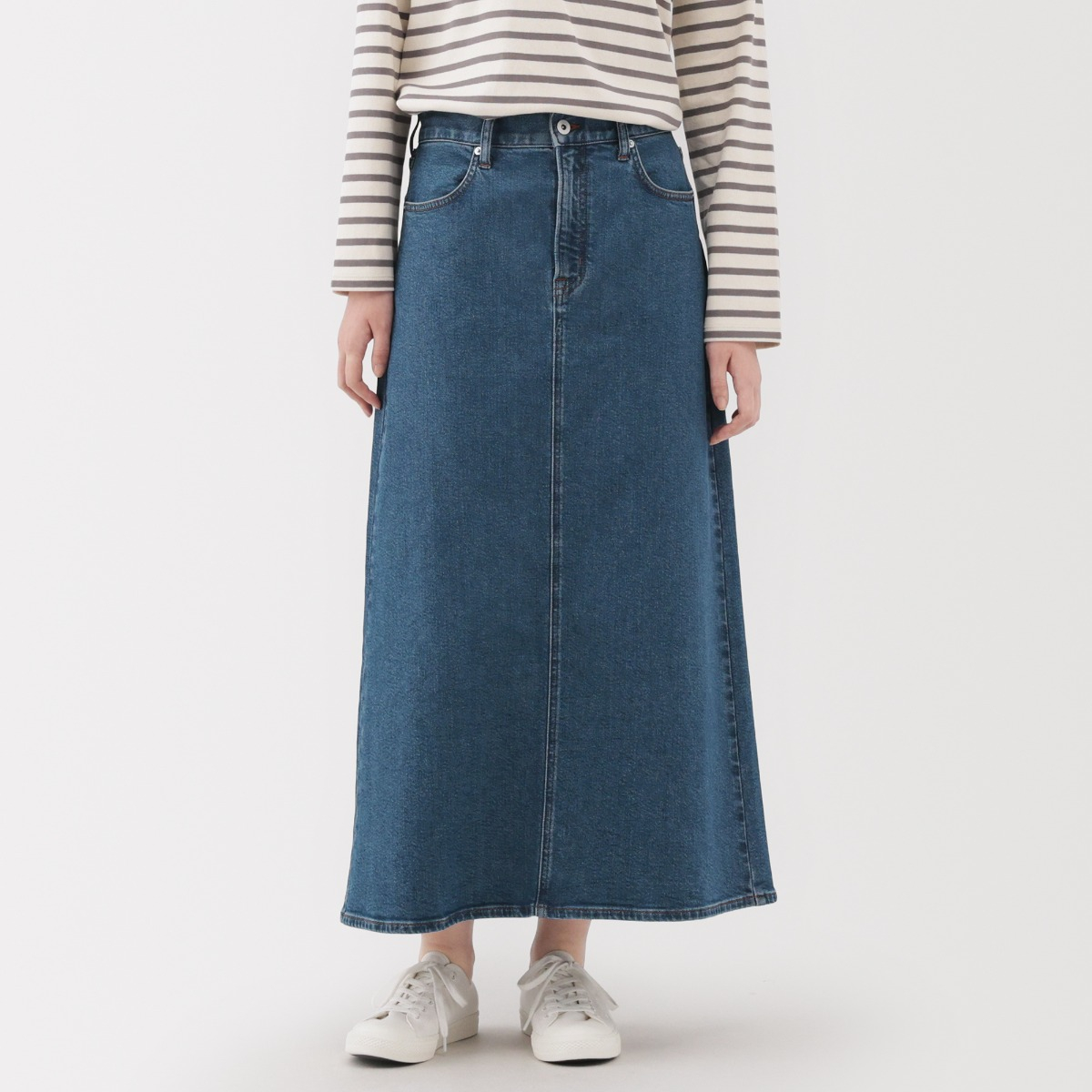 MUJI Chân Váy A-line Denim Co Giãn