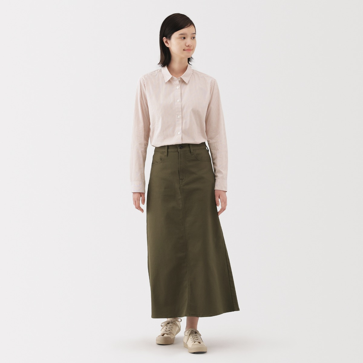 MUJI Áo Sơ Mi Cổ Thường Dài Tay Vải Broadcloth