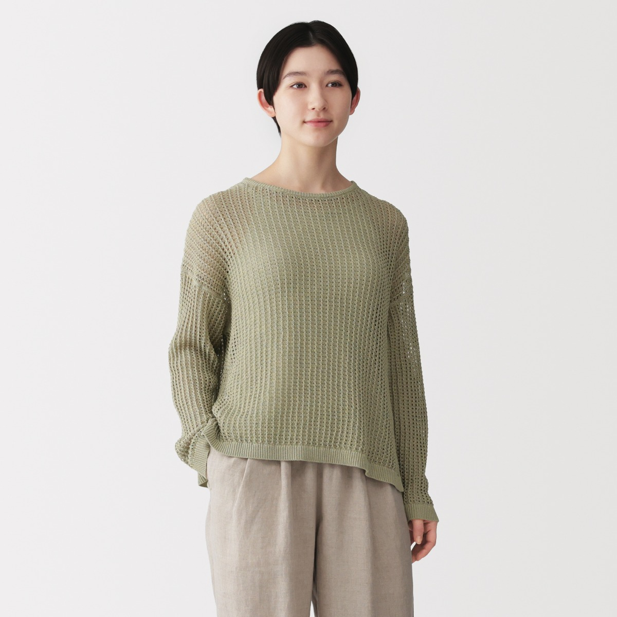 MUJI Áo Len Vải Linen Pha