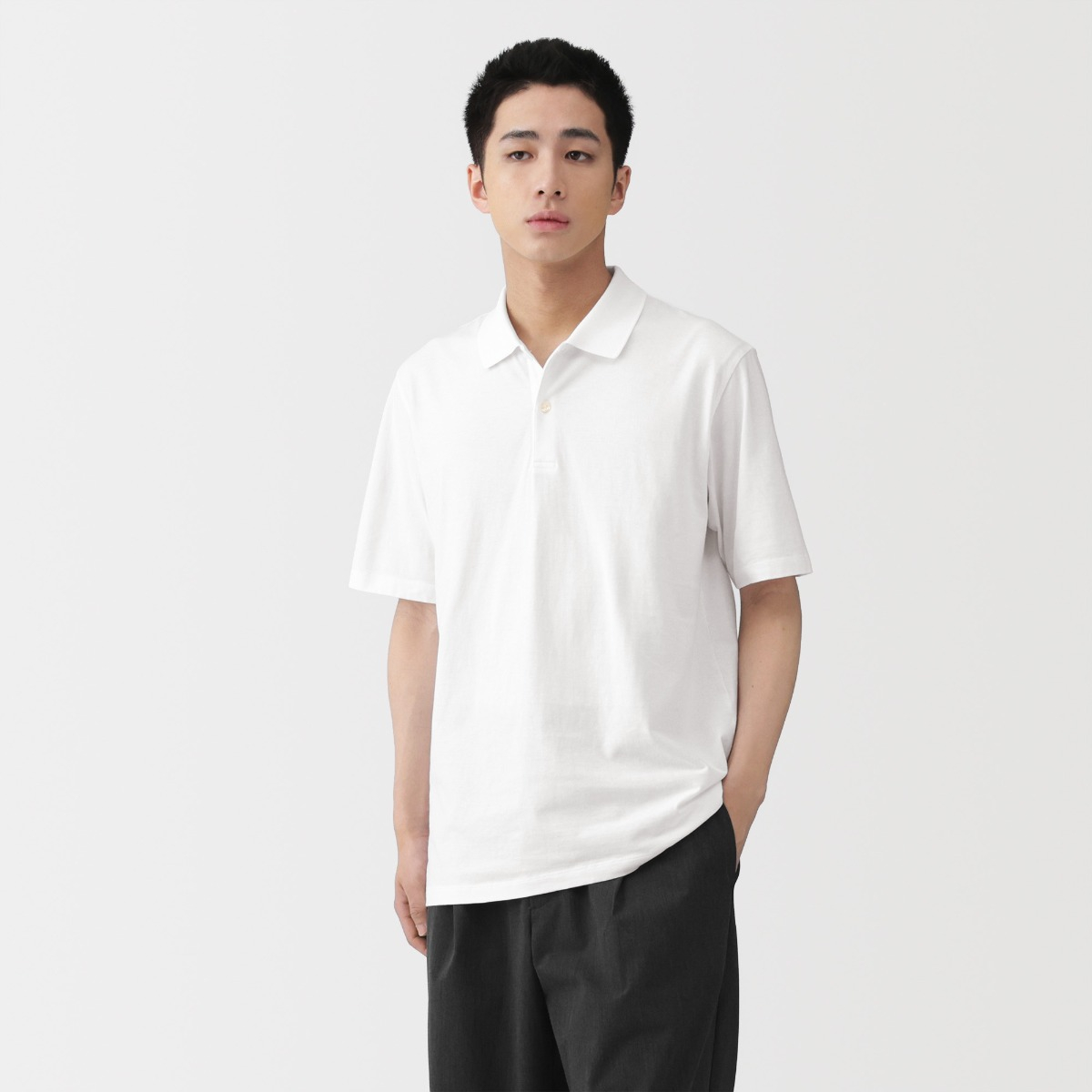 MUJI Áo Polo Nam Vải Cool Touch Jersey Tay Ngắn