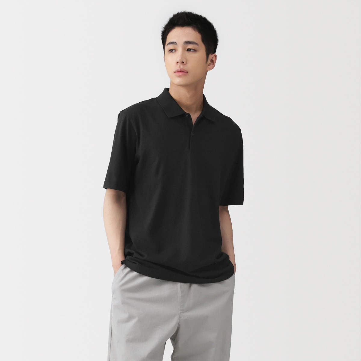 MUJI M'S Cool Touch Jersey S/Slv Polo Shirt (Os)