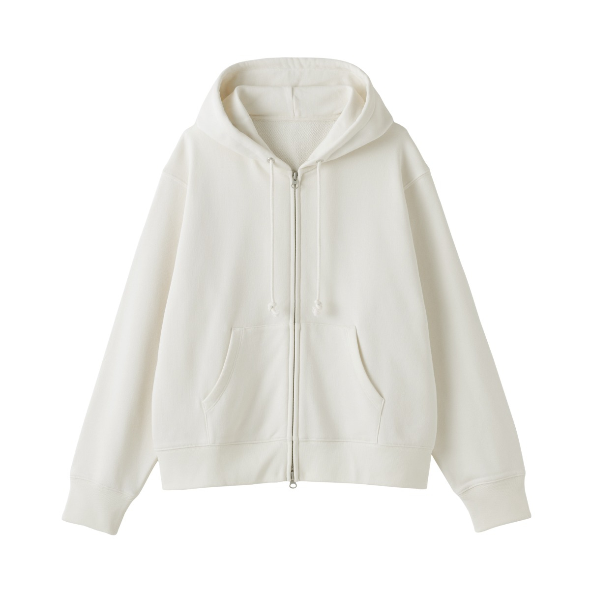 MUJI Áo Hoodie Nữ Vải French Terry Khóa Kéo