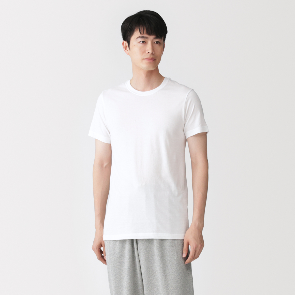 MUJI Bộ 2 Áo Thun Cotton Cổ Tròn Tay Ngắn Không Đường May Bên