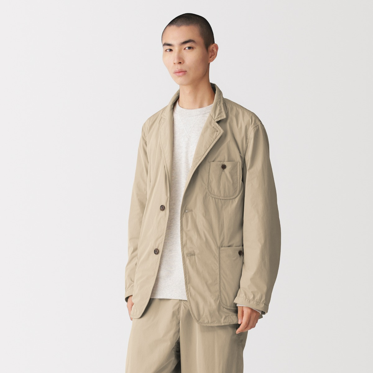 MUJI Áo Khoác Nam Vải Taffeta Trượt Nước