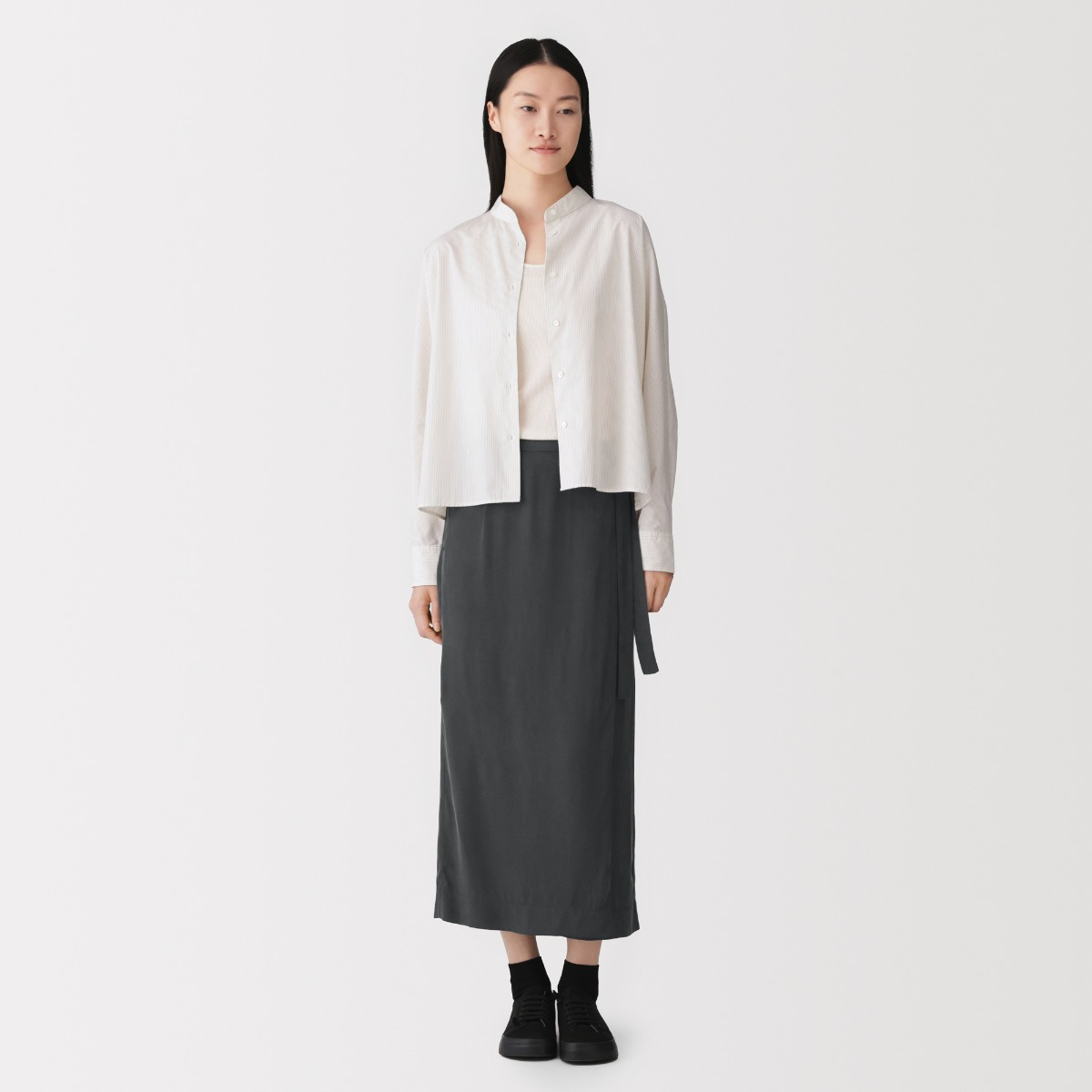 MUJI Chân Váy Nữ Vải Cupra Blended