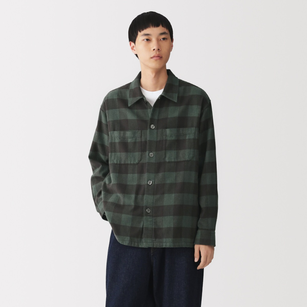 MUJI Áo Khoác Sơ Mi Nam Vải Flannel
