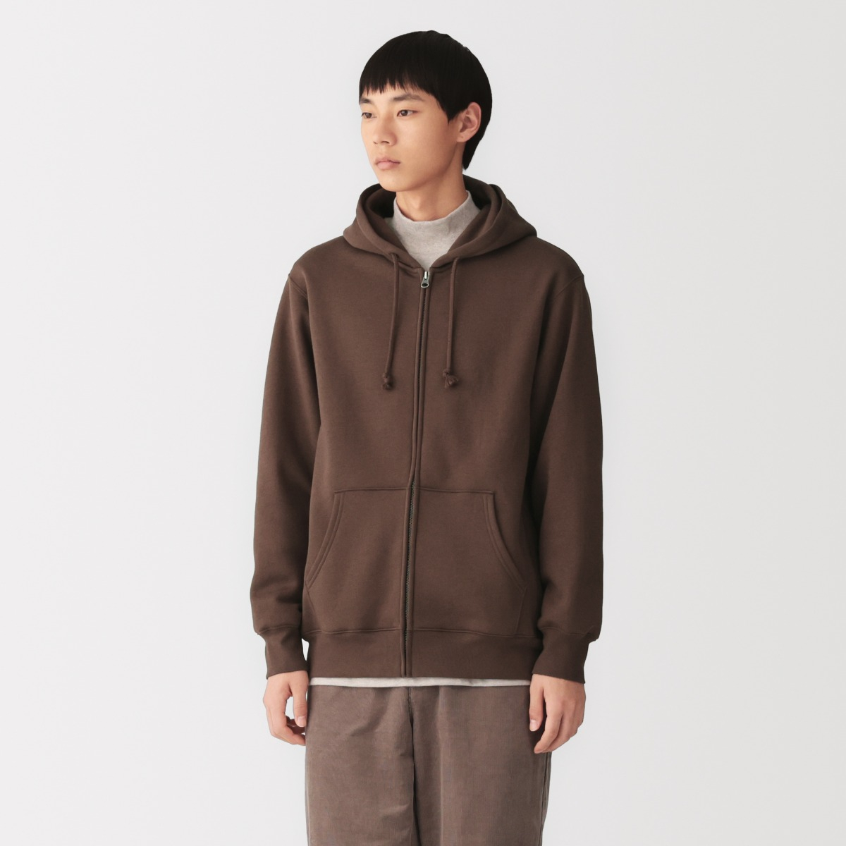 MUJI Áo Hoodie Nam Có Khóa Kéo Vải Fleece