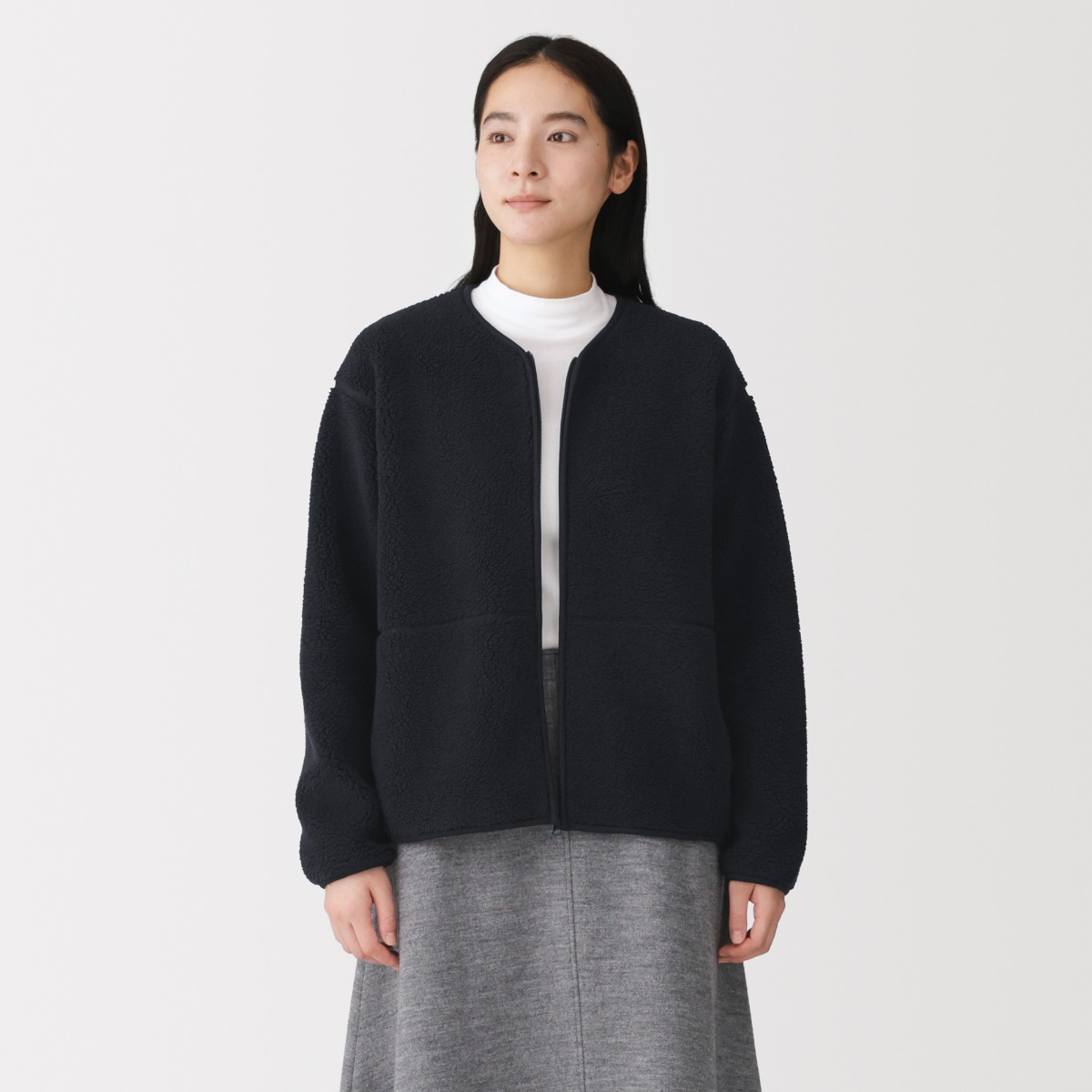 MUJI Áo Khoác Nữ Vải Boa Fleece