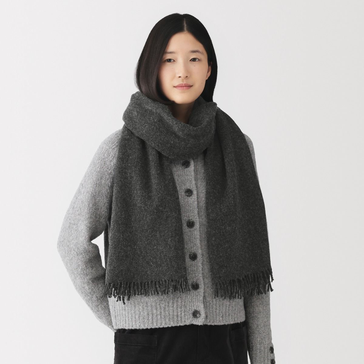 MUJI Khăn Choàng Len Mỏng