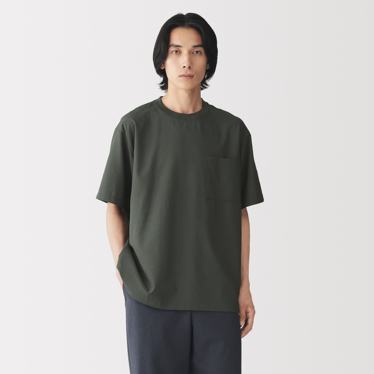 MUJI Áo Sơ Mi Nam Dệt Thoáng Khí Tay Ngắn