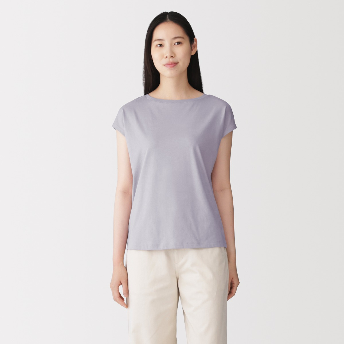MUJI Áo Thun Nữ Vải Jersey Tay Liền
