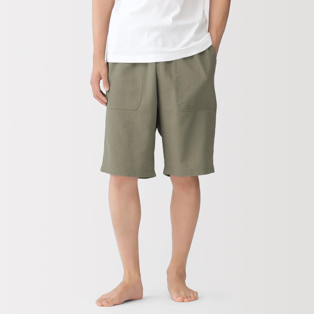 MUJI Quần Short Mặc Nhà Vải Seersucker - Nam