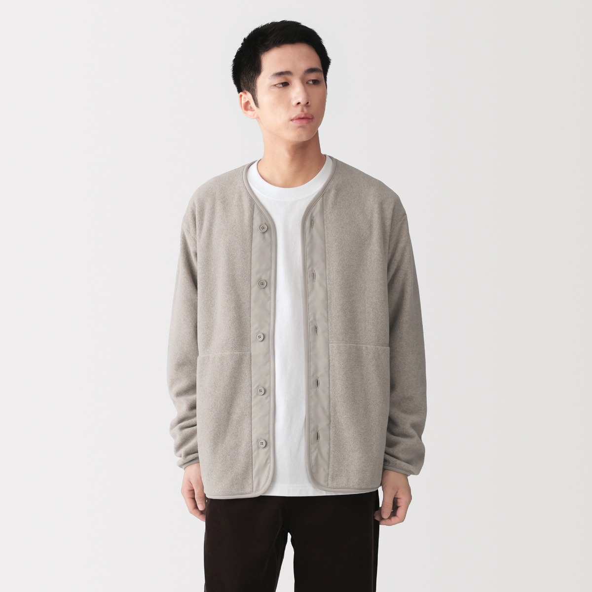 MUJI Áo Cardigan Nam Vải Cir Fleece