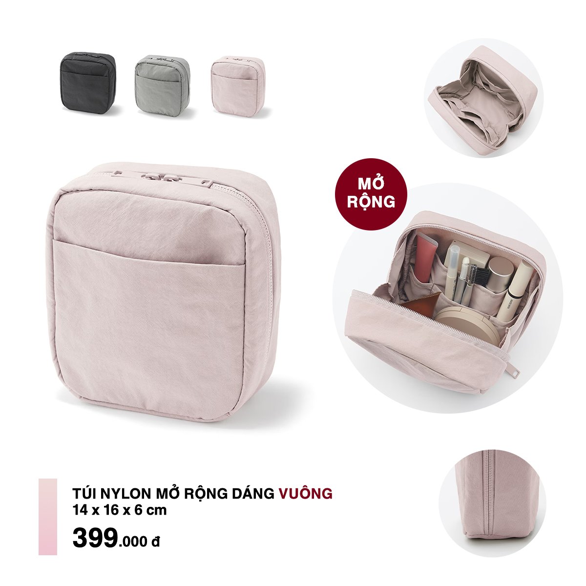 MUJI Túi Nylon Mở Rộng Dáng Vuông