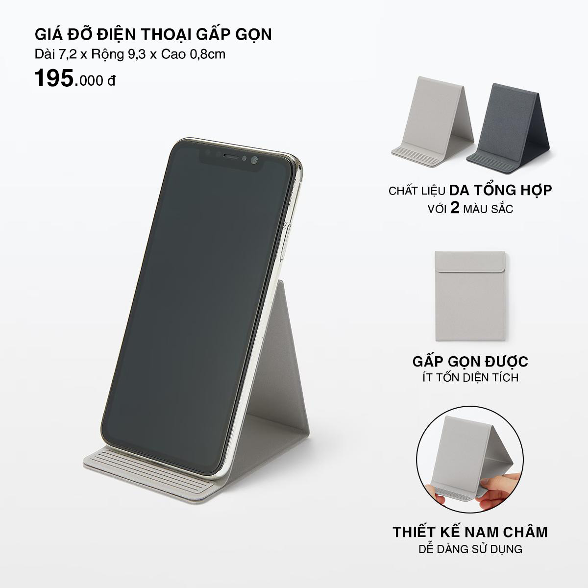 MUJI Giá Đỡ Điện Thoại Gấp Gọn - Xám