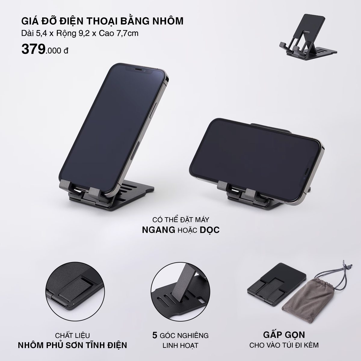 MUJI Giá Đỡ Điện Thoại Bằng Nhôm