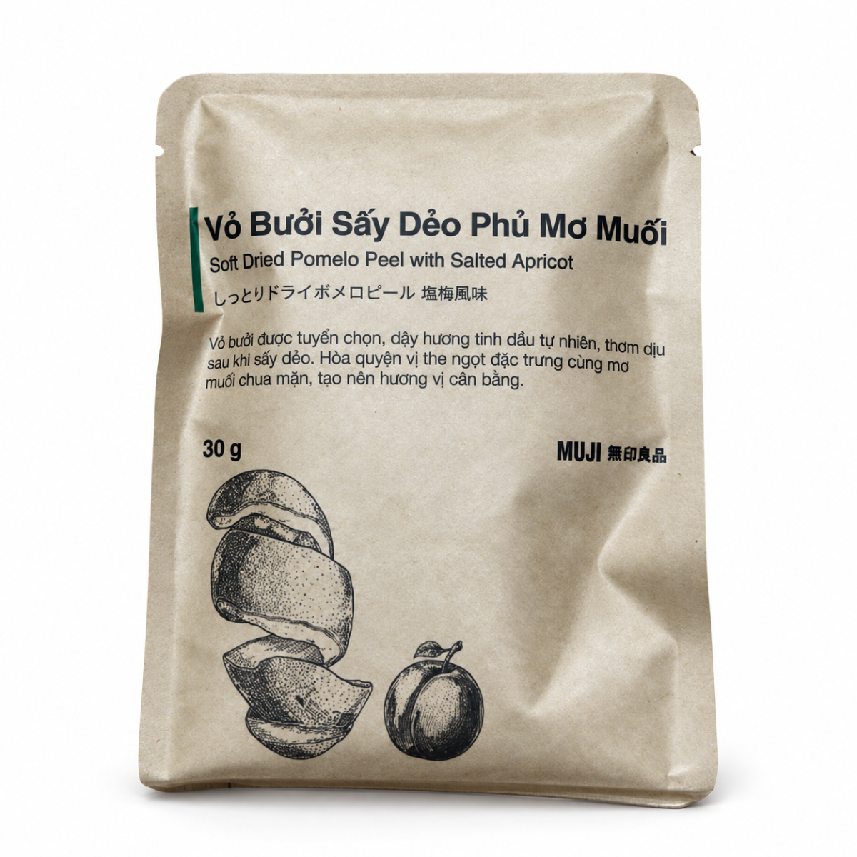 MUJI Vỏ Bưởi Sấy Phủ Mơ Muối - 30g