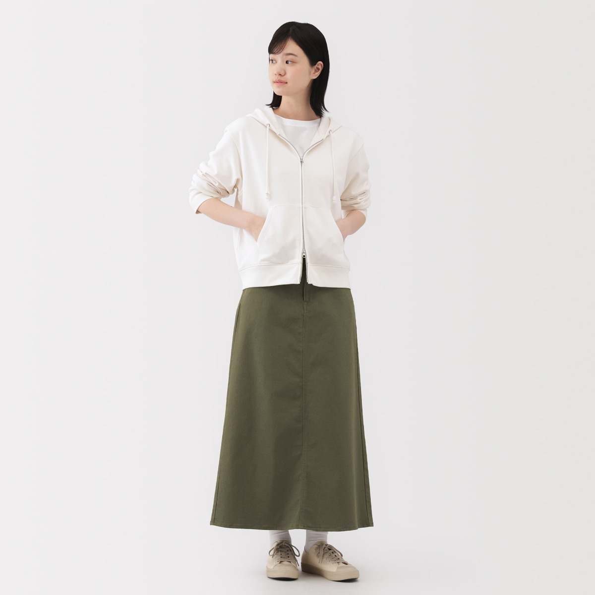 MUJI Chân Váy A-line Chino Co Giãn