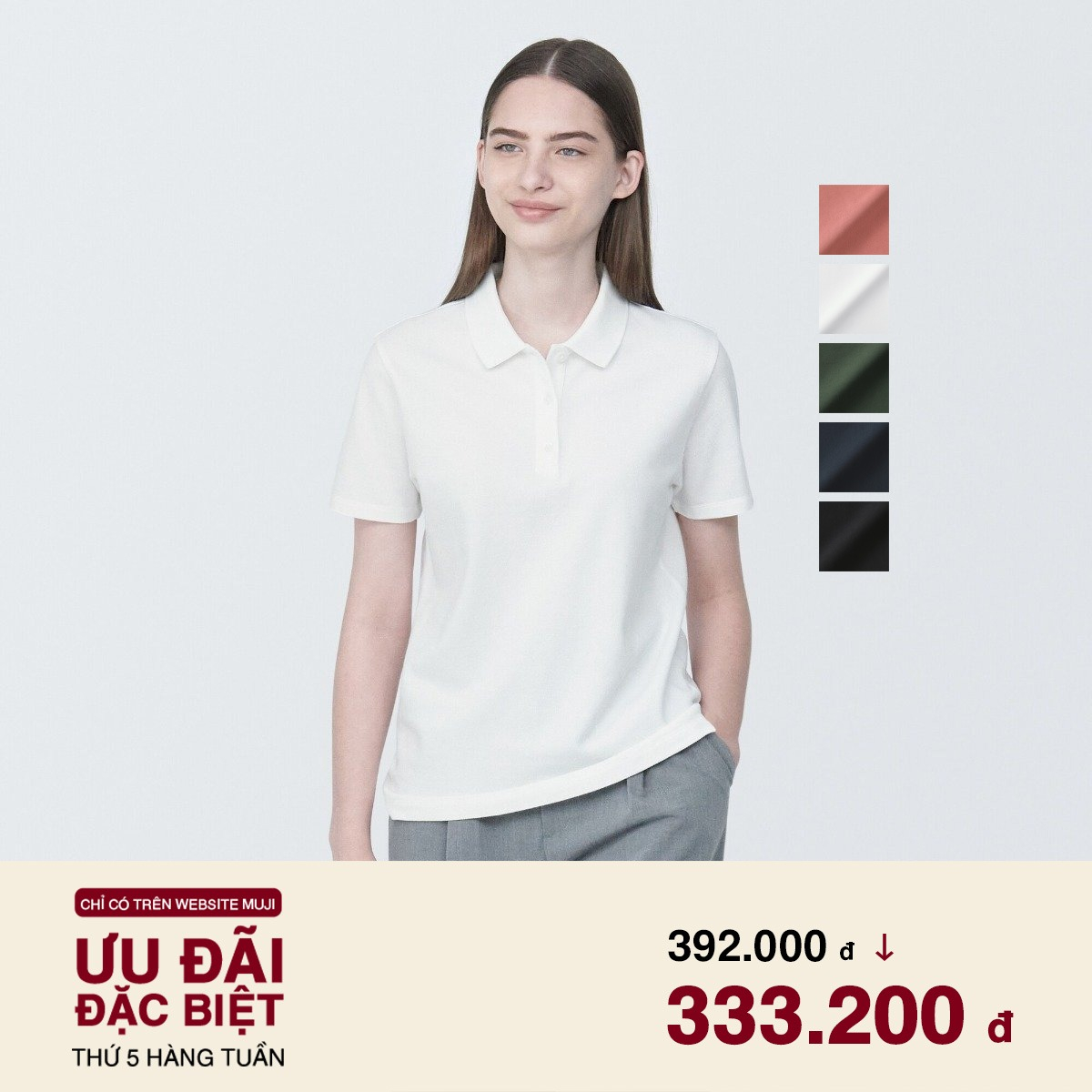 MUJI Áo Polo Tay Ngắn