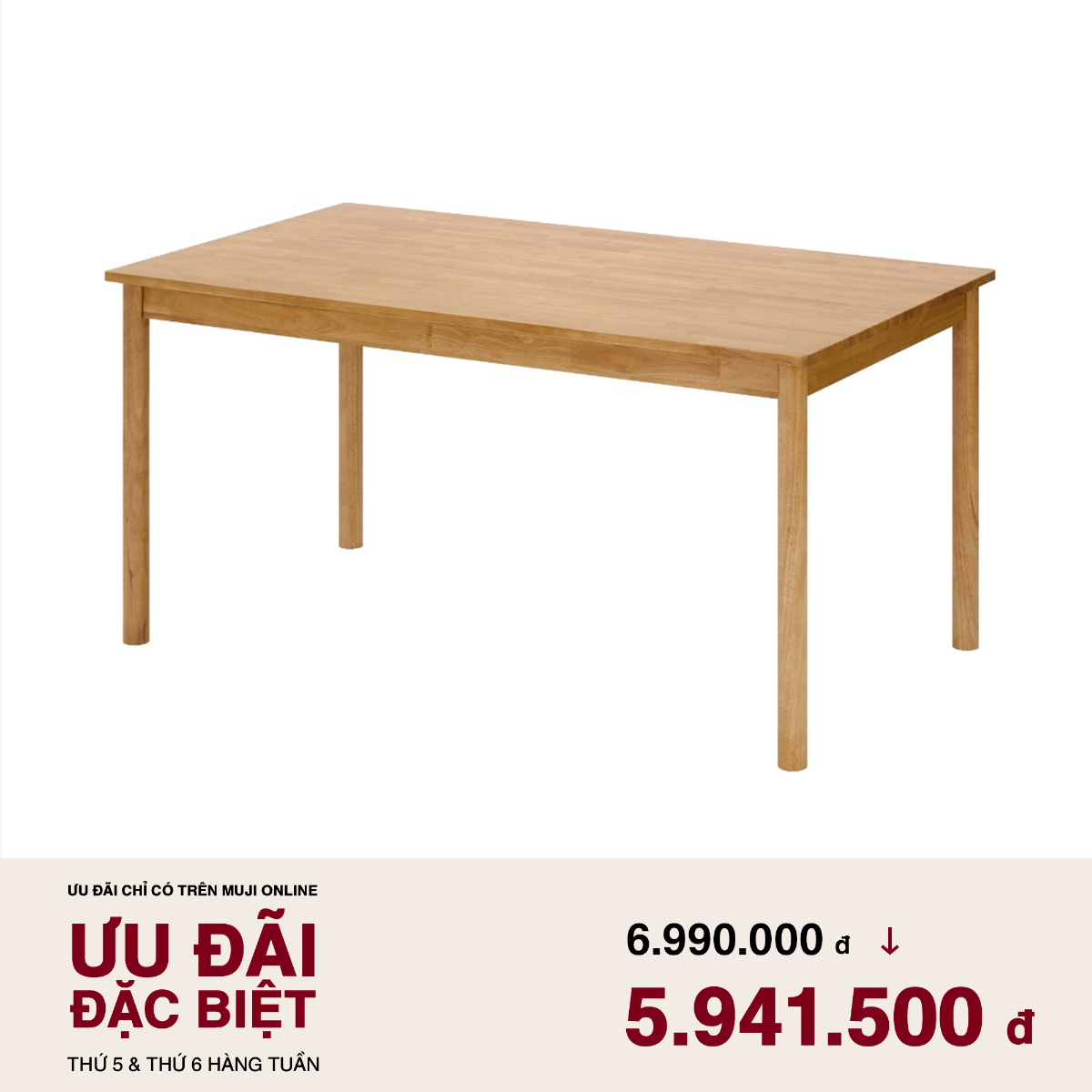 Wooden Dining Table W140cm MUJI