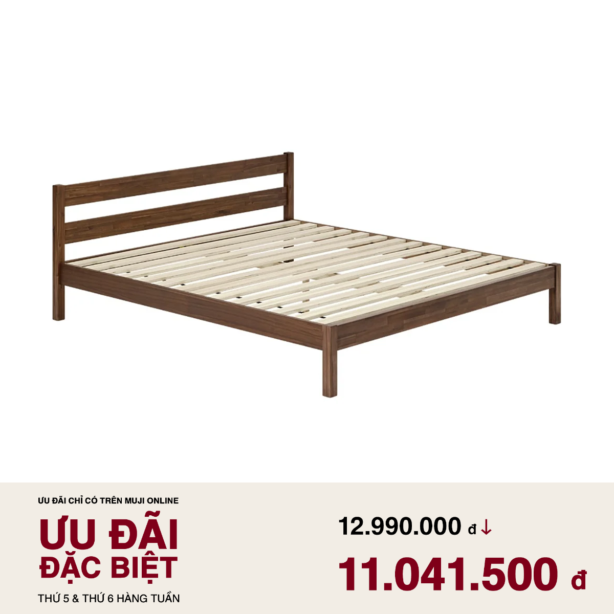 MUJI [A] Giường Gỗ Keo Size K